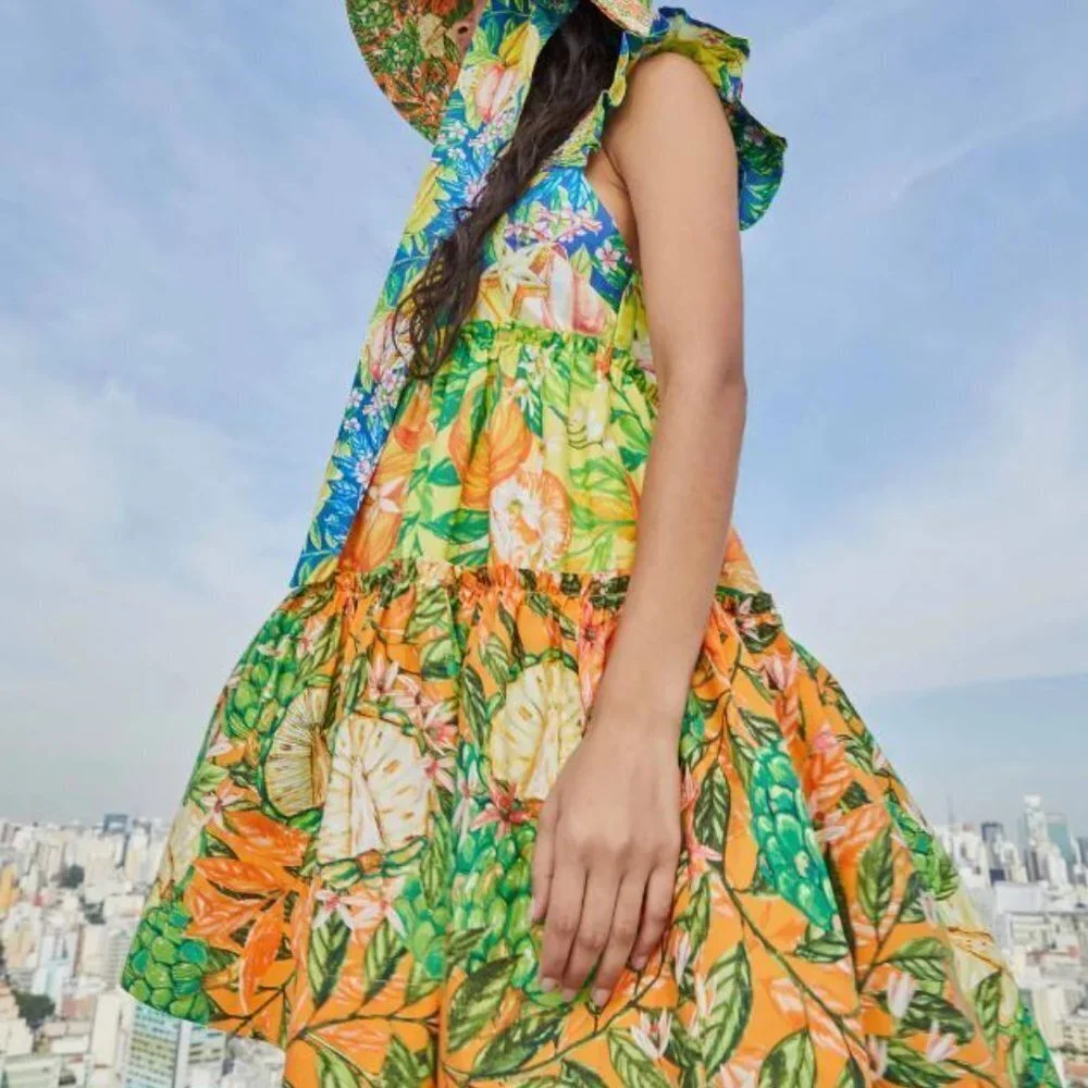 Farm Rio Tiered Mini Dress Sz M - Picture 3 of 14